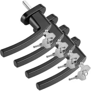 Image of Window Handle 4Pcs Set Black Lockable