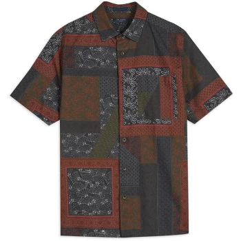 Image of Ted Baker Relaxx Patchwork Print Shirt - DK-RED