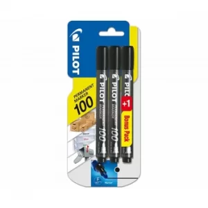Image of Pilot 100 Series Permanent Marker Pack of 3, Black