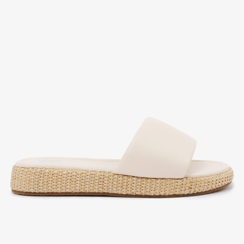 Image of Where's That From 'Ember' Wide Fit Flatform Sliders Sandal Cream