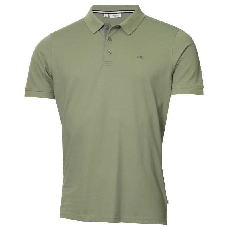 Image of Calvin Klein Golf Mens Short Sleeve Performance Polo Shirt Sage male Small