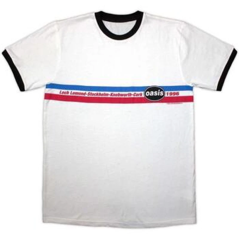 Image of Oasis Oasis Men 1996 Tour Horizontal Stripe Ringer T-Shirt in White Size: 2X-large White XXL Male 5063652110591