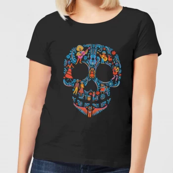 Image of Coco Skull Pattern Womens T-Shirt - Black - XL