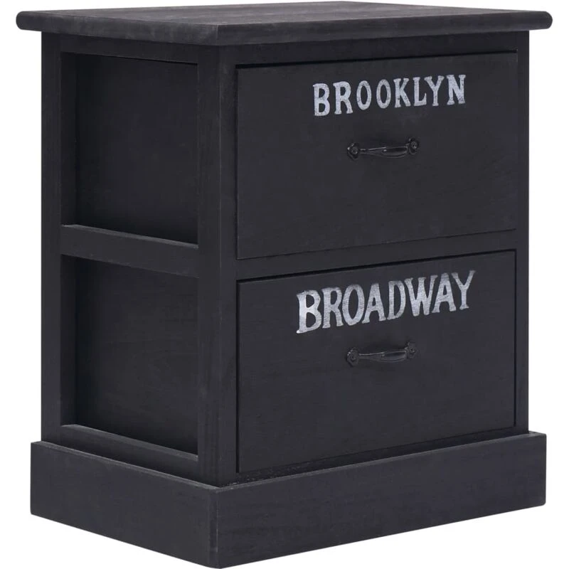 Image of VIDAXL Nightstand Black 38x28x45cm Paulownia Wood Vidaxl 284058