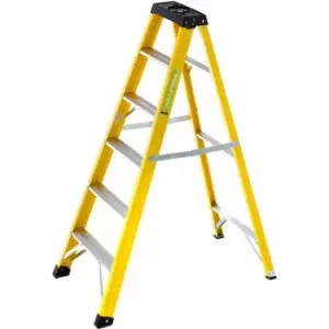 Image of Loops - 1.1m fibreglass Swingback Step Ladders 6 Tread Professional Lightweight Steps