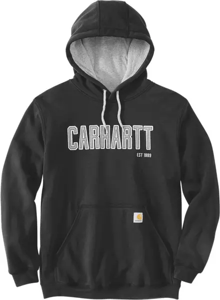 Image of Carhartt Felt Logo Graphic Hoodie, black, Size L