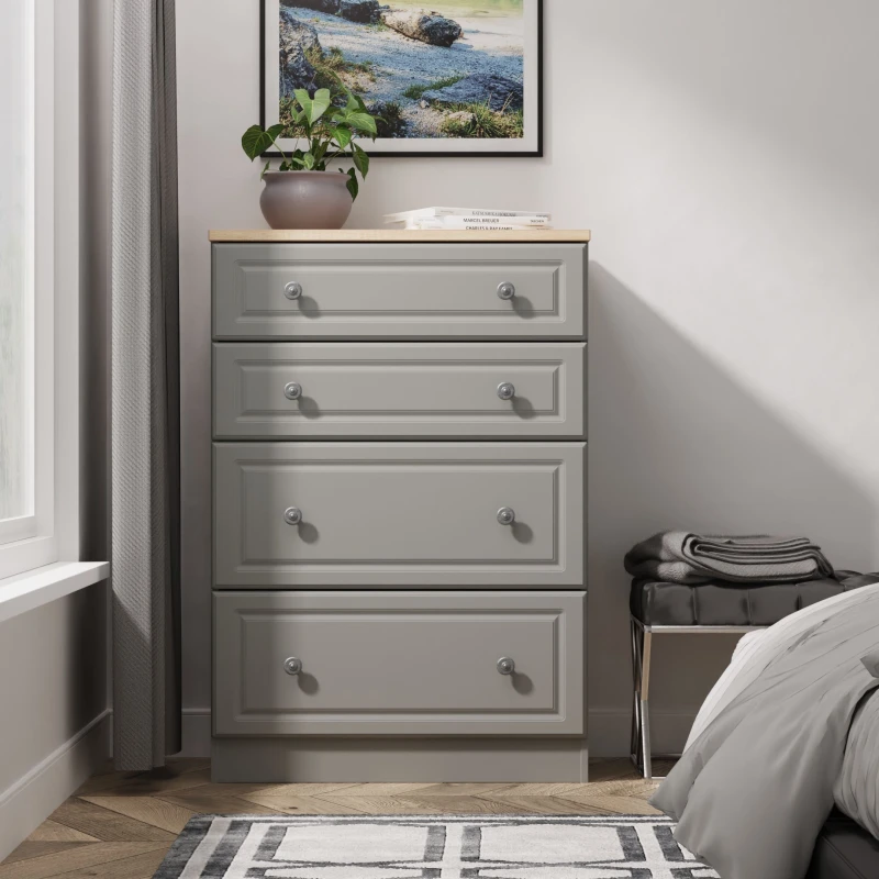 Image of Ready Assembled 2 U Surrey 4 Drawer Deep Chest (Ready Assembled) in Grey Size: Medium Grey Unisex Medium
