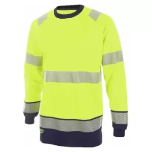 Image of Hivis two tone l/s t shirt sat yell/nvy xl - Saturn Yellow / Navy - Saturn Yellow / Navy - Beeswift
