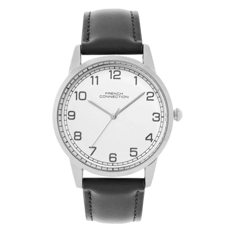 Image of French Connection Rose Case Round Shape Black Strap Quartz Watch Analogue Quartz Watches One Size White 75584801000