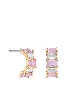 Image of Jon Richard Rose Gold Plated Pink Tonal Hoop Earrings, Rose Gold, Women