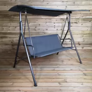 Image of 2 Seater Metal Swinging Hammock Chair with Canopy Outdoor Garden Furniture in Grey
