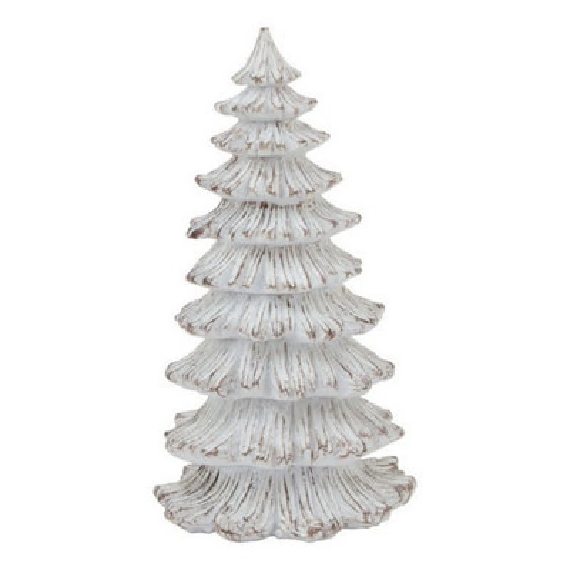 Image of Hill Interiors Medium Snowy Fir Tree Sculpture - Resin - L14 X W14 X H25cm - White