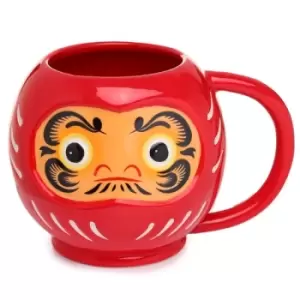 Image of Japanese Red Daruma Head Ceramic Shaped Mug