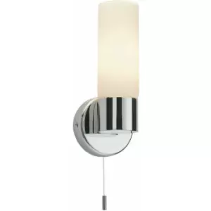 Image of IP44 Bathroom Wall Light Chrome & Frosted Glass Shade Modern Round Lamp Fitting