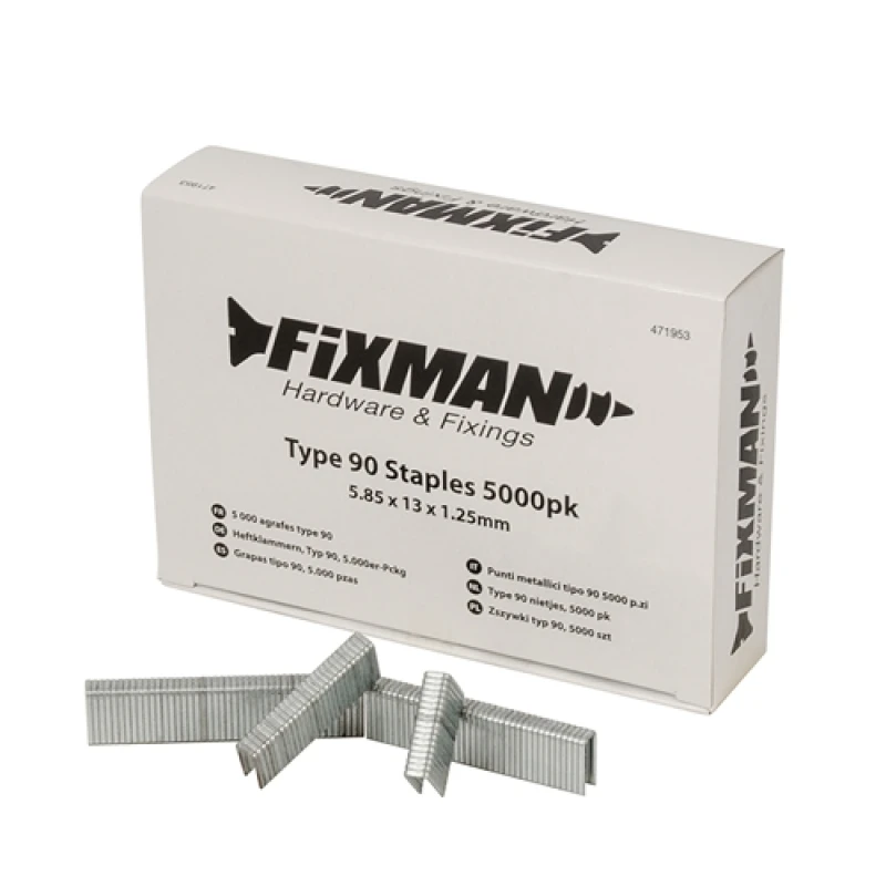 Image of Fixman Type 90 Staples 5000pk - 5.80 x 13 x 1.25mm Silver