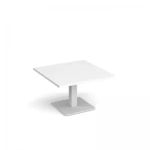 Image of Brescia square coffee table with flat square white base 800mm - white