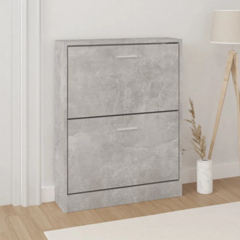 Image of Vidaxl Shoe Cabinet Concrete Grey 59X17X81cm Engineered Wood