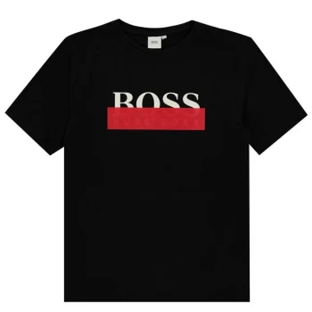 Image of BOSS J25G89 boys's Childrens T shirt in Black - Sizes 10 years