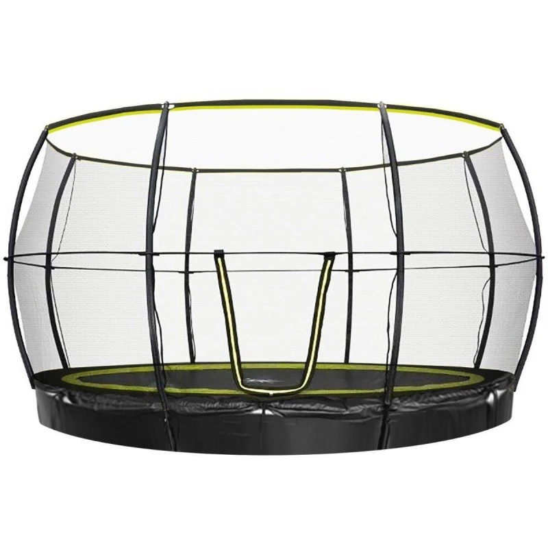 Image of OutdoorToys Base Jump Inground Garden Trampoline with Halo ll Enclosure - 12ft in Black Unisex