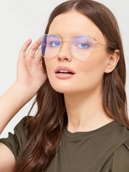 Image of QUAY AUSTRALIA Quay X Chrissy Jezabell Glitter Round Bluelight Glasses, Gold, Women