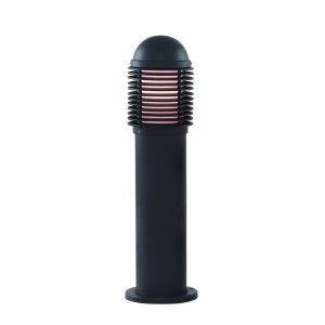 Image of 1 Light Outdoor Bollard Light Black with White Diffuser IP44, E27