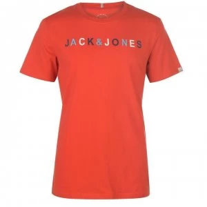 Image of Jack and Jones Multi-Coloured T Shirt - Fiery Red
