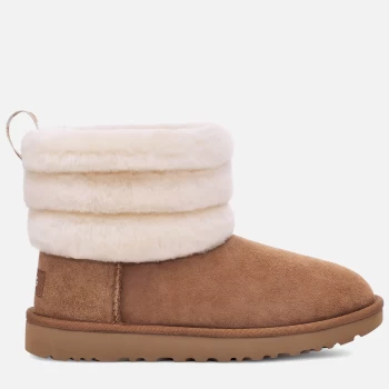 Image of UGG Womens Fluff Mini Quilted Sheepskin Boots - Chestnut - UK 4
