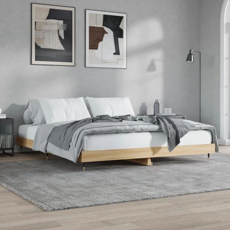 Image of VIDAXL Bed Frame without Mattress Sonoma Oak 120x200cm Engineered Wood Vidaxl 8720845796372