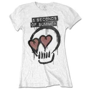 Image of 5 Seconds of Summer - Heart Skull Womens X-Large T-Shirt - White