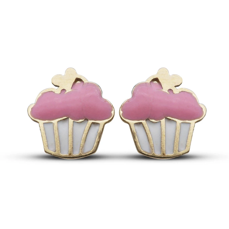 Image of Be You 9ct Gold Cupcake Stud Earrings Gold female One Size