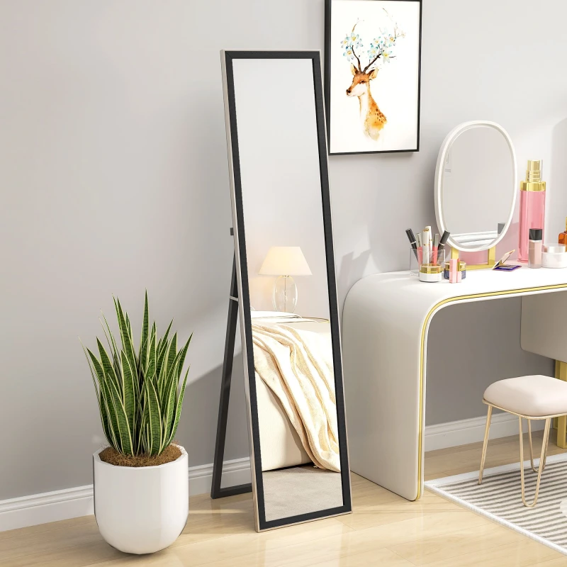 Image of HOMCOM Floor Mirror Wall Mounted Leaning Standing Mirror 37 x 157cm Black