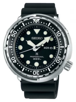 Image of Seiko Mens Prospex Black Silicone Bracelet Black Dial Watch