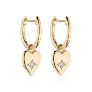 Image of JG Signature 9ct Gold Diamond Heart Hoop Earrings
