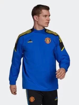 Image of adidas Manchester United Condivo Hybrid Top, Blue, Size L, Men