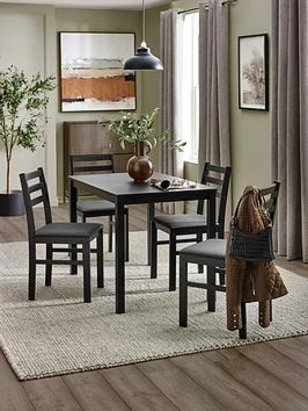 Image of Julian Bowen Keats White Dining Table and 4 Chair Set