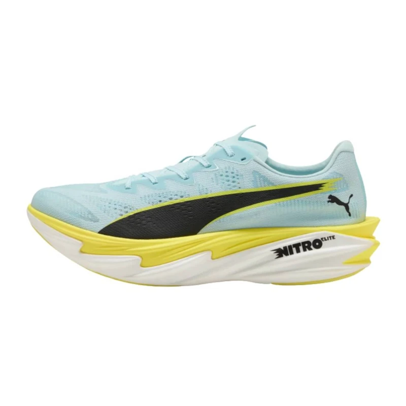 Image of Puma Deviate NITRO Elite 4 Shoes Blue Yellow SS26, Size 42 - EUR