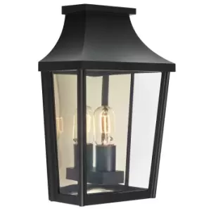 Image of Turin Outdoor 1 Light Half Wall Lantern, Black, IP54, E27