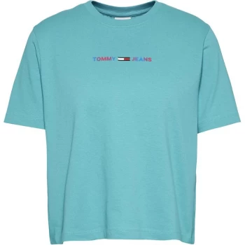 Image of Tommy Jeans Crop Multi Linear T Shirt - GRCIAN TILE L7E