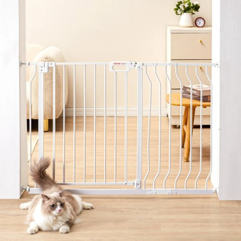 Image of MOPHORN Mophorn - Baby Gate, 29.5'-48.4' Extra Wide, 30' High, Easy Step Walk-Thru Auto-Close Child & Pet Gate, Pressure & Wall Mount Kits for Stairs