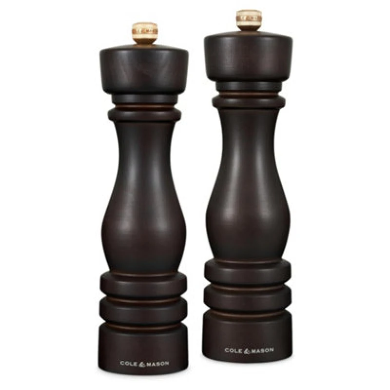Image of Cole & Mason London Chocolate Wood Salt & Pepper Mill Set 220mm Black