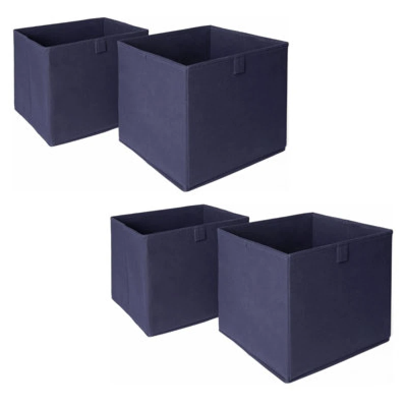 Image of OHS OHS Pack of 4 Plain Folding Storage Boxes in Navy Navy One Size Unisex 5027434162970