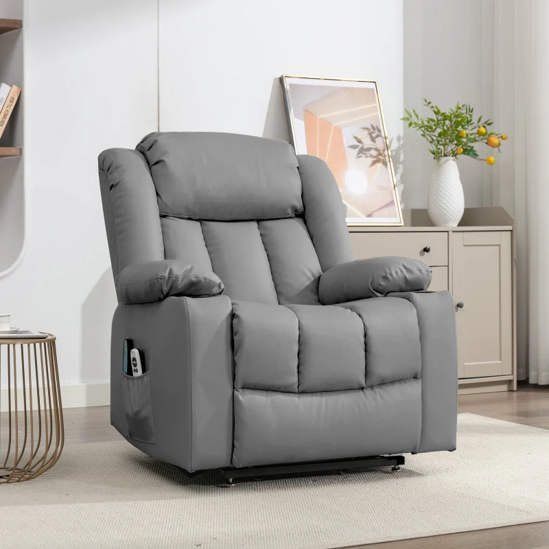 Image of Artemis Home Sheridan Dual Motor Electric Riser Recliner with Massage & Heat in Grey Grey Unisex