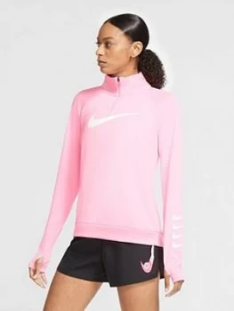 Image of Nike Running Long Sleeve Swoosh Zip Top - Pink