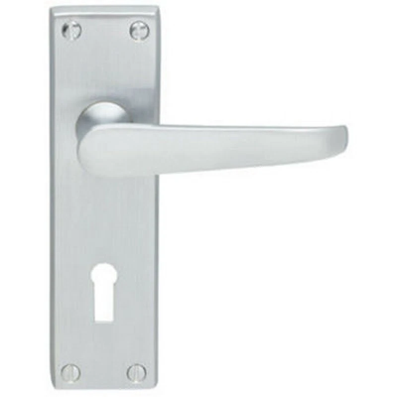 Image of Loops PAIR Victorian Flat Lever on Lock Backplate Handle 150 x 42mm Satin Chrome Multi