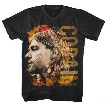 Image of Kurt Cobain - Coloured Side View Unisex Medium T-Shirt - Black