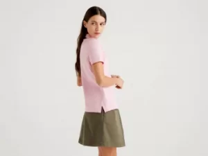 Image of Benetton, Stretch Cotton Polo, taglia M, Pink, Women
