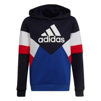 Image of adidas Colorblock Fleece Hoodie Kids - Legend Ink / Royal Blue / Vivi