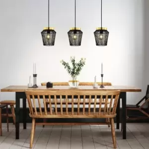 Image of EGLO Escandidos Black and Gold 3L Pendant Light