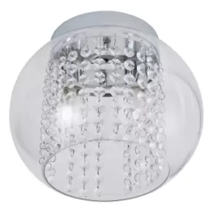 Image of Spa Megara 2 Light Cloche Ceiling Light Decorative Crystal Clear Glass and Chrome
