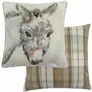 Image of Evans Lichfield Donkey Watercolour Print Cushion Cover, Multi, 43 x 43 Cm